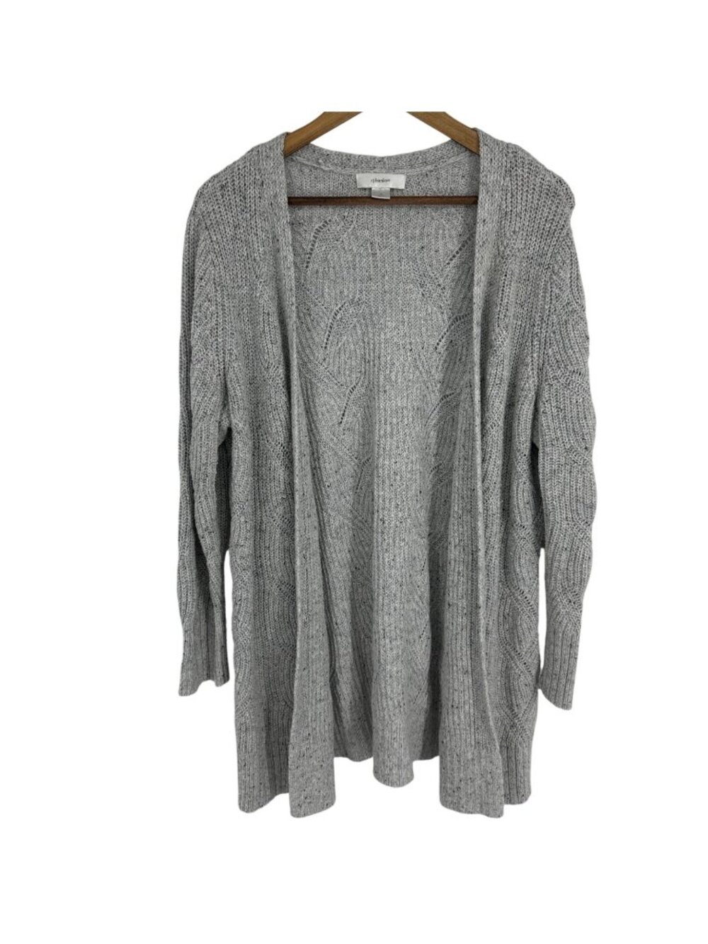 CJ Banks Women's Gray Open-Front Long Sleeve Cardigan Sweater Size 1X